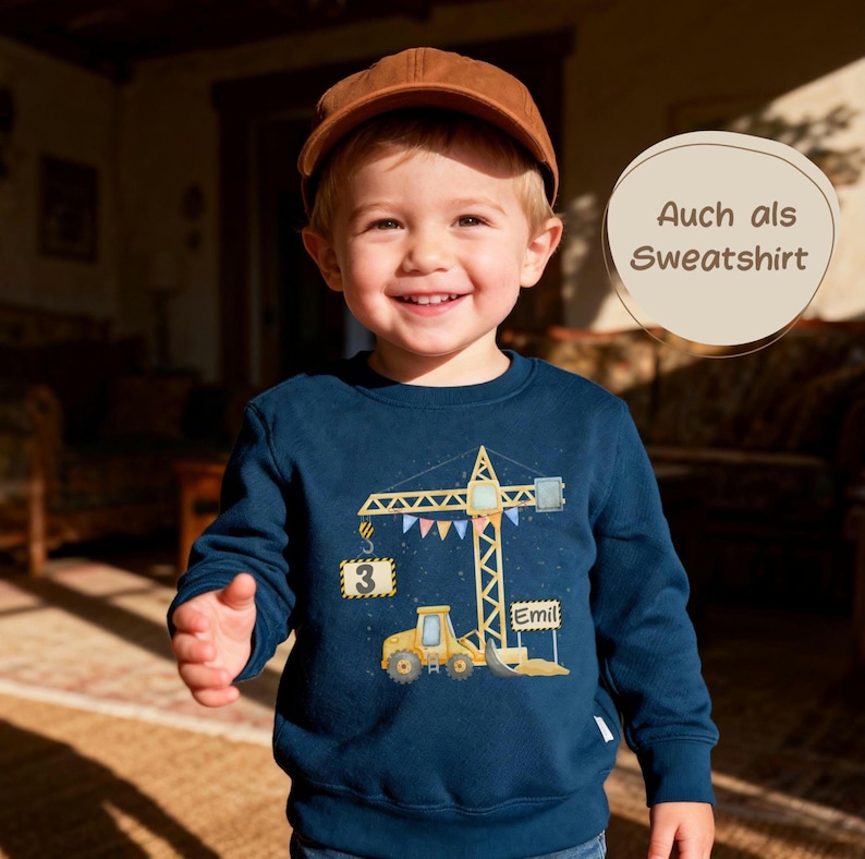 Bagger Geburtstags Shirt mit Name & Zahl, Personalisiertes Geburtstagsshirt Baustelle, Geburtstag T-Shirt Junge personalisiert, 1 2 3 4 5 6 image 5