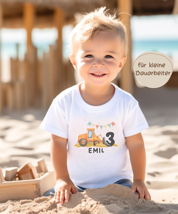 Bagger Geburtstags Shirt mit Name & Zahl, Personalisiertes Geburtstagsshirt Baustelle, Geburtstag T-Shirt Junge personalisiert, 1 2 3 4 5 6