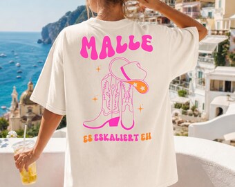 Malle Shirt, Malle Gruppenshirt, Mädels Urlaub Shirt, Malle Shirts pink, Malle Backprint,  Mallorca T Shirts, Damen, Cowgirl Shirt