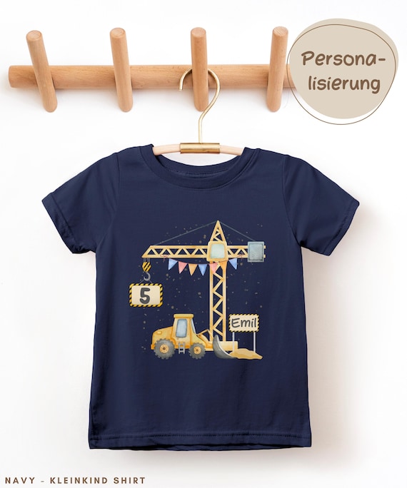 Bagger Geburtstags Shirt mit Name & Zahl, Personalisiertes Geburtstagsshirt Baustelle, Geburtstag T-Shirt Junge personalisiert, 1 2 3 4 5 6