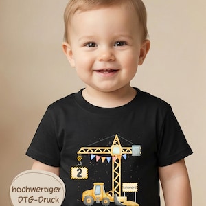 Bagger Geburtstags Shirt mit Name & Zahl, Personalisiertes Geburtstagsshirt Baustelle, Geburtstag T-Shirt Junge personalisiert, 1 2 3 4 5 6 image 6