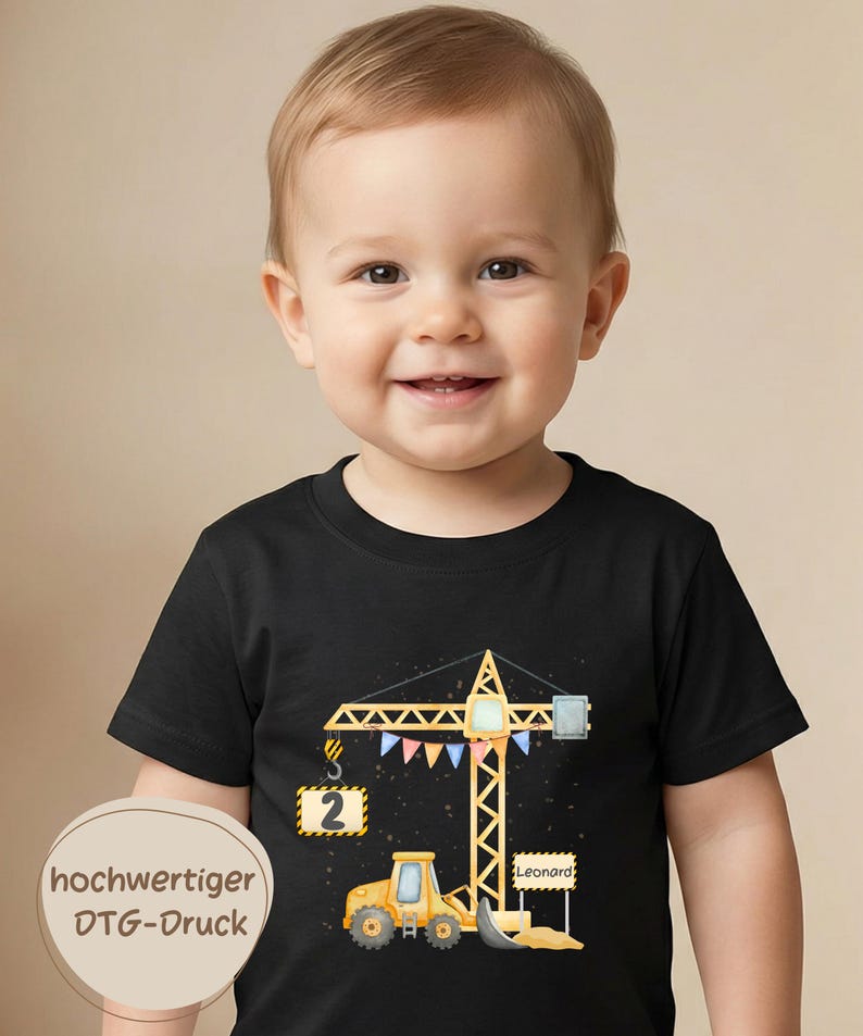 Bagger Geburtstags Shirt mit Name & Zahl, Personalisiertes Geburtstagsshirt Baustelle, Geburtstag T-Shirt Junge personalisiert, 1 2 3 4 5 6 image 6
