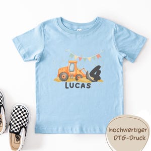 Bagger Geburtstagsshirt mit Name & Zahl, Personalisiertes Geburtstagsshirt Baustelle, Geburtstag T-Shirt Junge personalisiert, 1 2 3 4 5 6 Bild 4