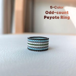 Odd Count Peyote Ring PDF Pattern/Toho Aiko Beads/5 Colors/DIY Craft Tutorial