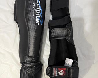 Accipiter Professional Shin Guards  Instep Protection - Carbon Fiber Style Martial Arts Leg Guards for Muay Thai MMA Kickboxing & BJJ