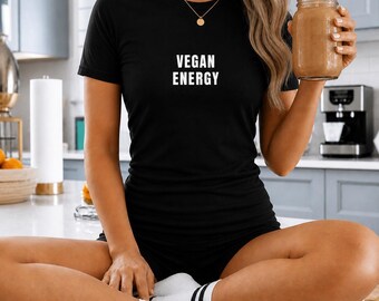 Vegan Energy T-Shirt, Minimalist Plant Based Tee, Bella Canvas 3001 Unisex Shirt