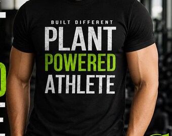 Plant Powered Athlete T-Shirt, Vegan Gym Fitness Tee, Built Different Workout Clothing