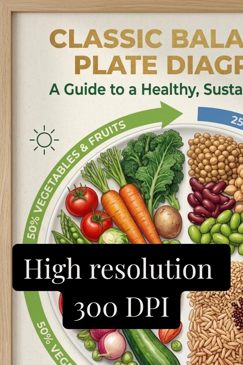 Balanced Plate Diagram Poster | Healthy Eating Nutrition Infographic ...