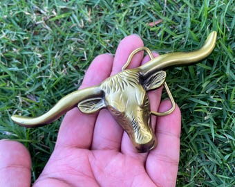 3D Longhorn Steer Head Belt Buckle, Antique Bronze Zinc Alloy Western Buckle