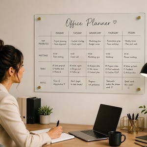 Custom Acrylic Office Planner, Magnetic Wall Board, Reusable Schedule Organizer, Cute Home Office Gift