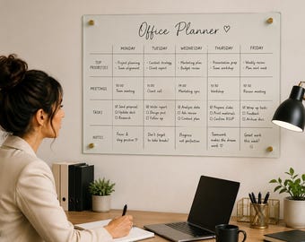 Planificador de oficina acrílico personalizado, pizarra magnética de pared, organizador de horarios reutilizable, bonito regalo para la oficina en casa.