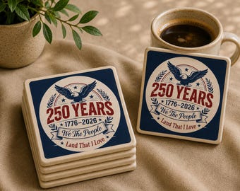 Posavasos con águila patriótica de 250 años, decoración "We The People", aniversario de la tierra que amo (1776-2026), regalo de EE. UU.