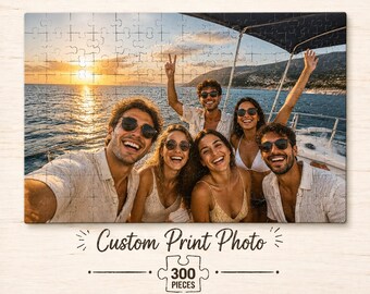 Rompecabezas Amigos del Lago de 300 piezas, Rompecabezas grupal Selfie al atardecer, Actividad para vacaciones de verano, Regalo de aventura al aire libre, Divertido juego de rompecabezas