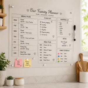 Clear Acrylic Family Planner Board, Magnetic Weekly Calendar, Kitchen Wall Organizer, Dry Erase To Do List, Family Command Center