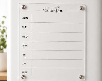 Planificador de acrílico transparente, pizarra de calendario semanal, organizador de pared de cocina, lista de tareas magnética