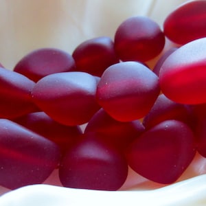 Sea Glass Bead Nugget Cherry Red 10mm-15mm Qty 6