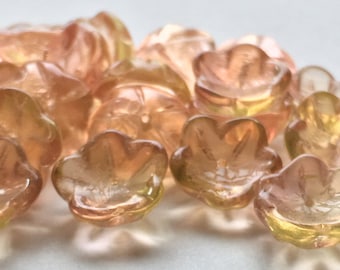 Czech 14mm Flower Cup Bead Rose Jonquil Mix QTY 10