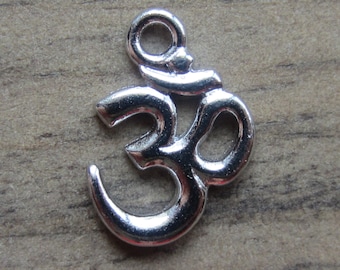 Om Charm Tierra Cast Pewter Antique Silver 18mm x 14mm QTY 1