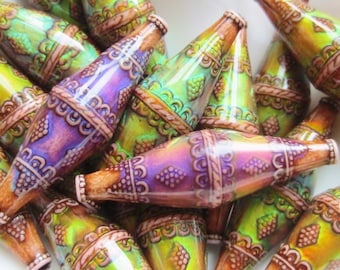 Mood Bead Mirage Bead Polymer Clay Bead Heat Sensitive Bead Bali Sunset 11mm x 37.5mm QTY 1
