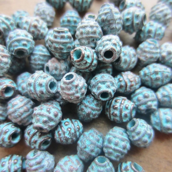 Mykonos Bali Style Spacer Bead 5mm x 6mm Oval Green Patina QTY 10