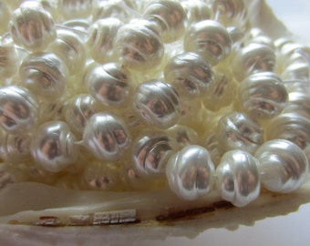 RESTOCKED Czech Glass Pearl Baroque White 8mm Qty 25