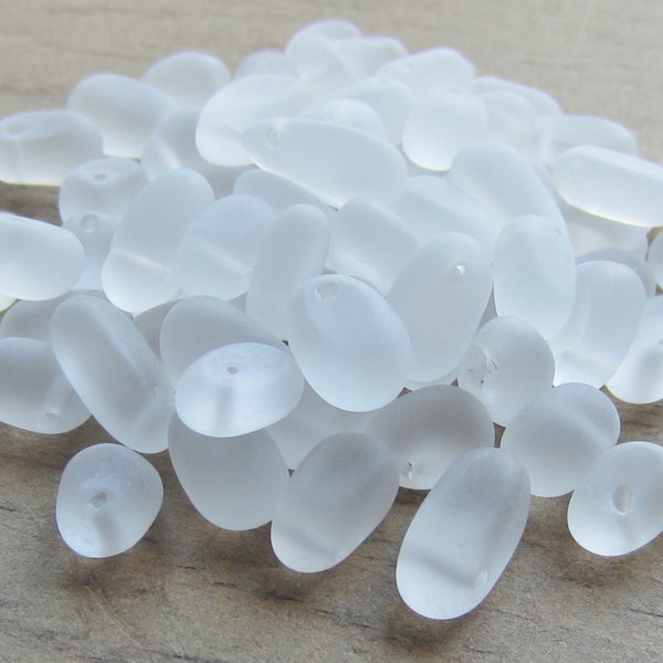 Sea Glass Beads Crystal Pebbles Top Drilled 10mm - 15mm QTY 22