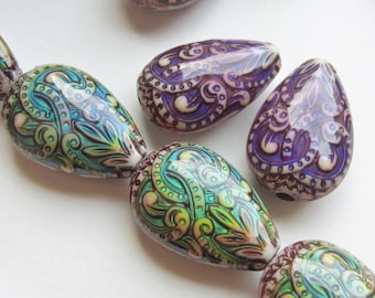 Mood Bead Mirage Bead Polymer Clay Bead Heat Sensitive Bead Fancy Flame 15mm x 23mm QTY1