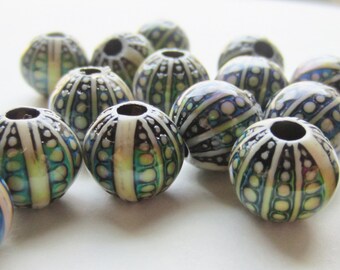 Mood Bead Mirage Bead Polymer Clay Bead Heat Sensitive Round Bead Sea Urchin 11mm x 11mm Qty 1