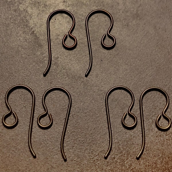 TierraCast Niobium Ear Wires French Hooks Antique Copper Regular Loop Hypo-allergenic 3 Pairs