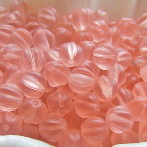 Czech Fluted Melon Bead 8mm Peach Matte QTY 20