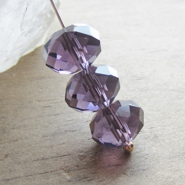 Crystal Rondelle Bead Violet 12mm x 9mm QTY 12