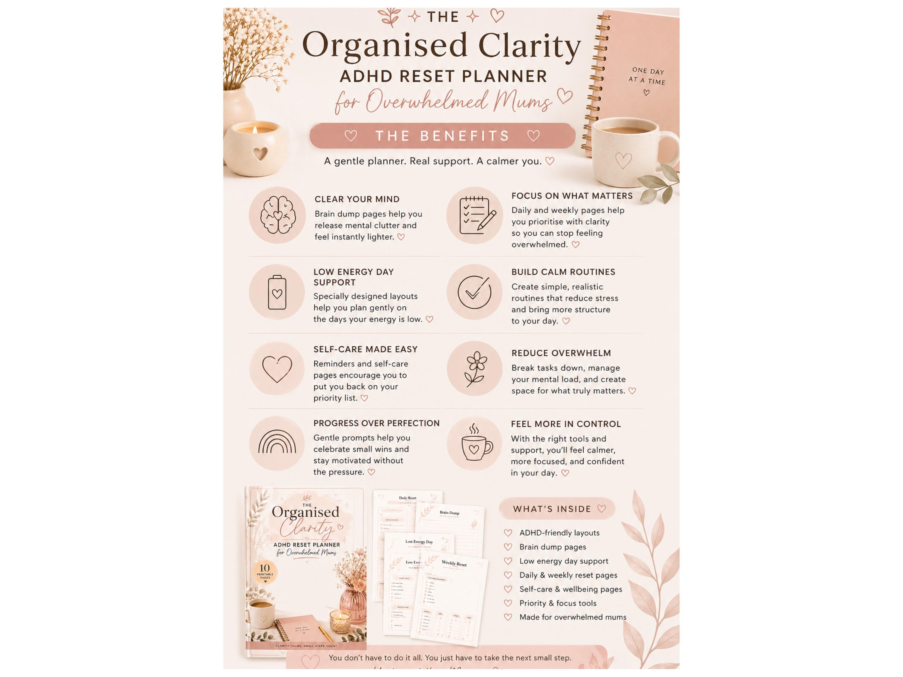 ADHD Reset Planner for Overwhelmed Mums, Daily Organiser, Low Energy ...