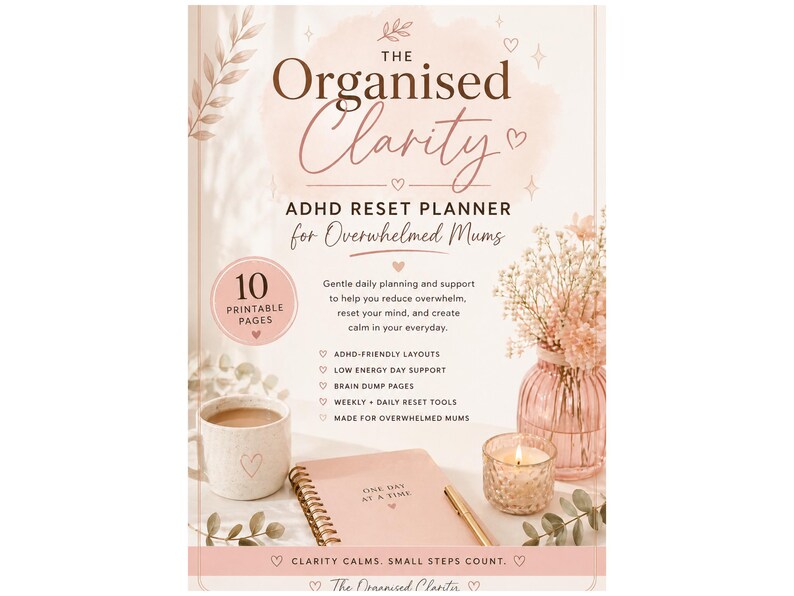 ADHD Reset Planner for Overwhelmed Mums, Daily Organiser, Low Energy ...
