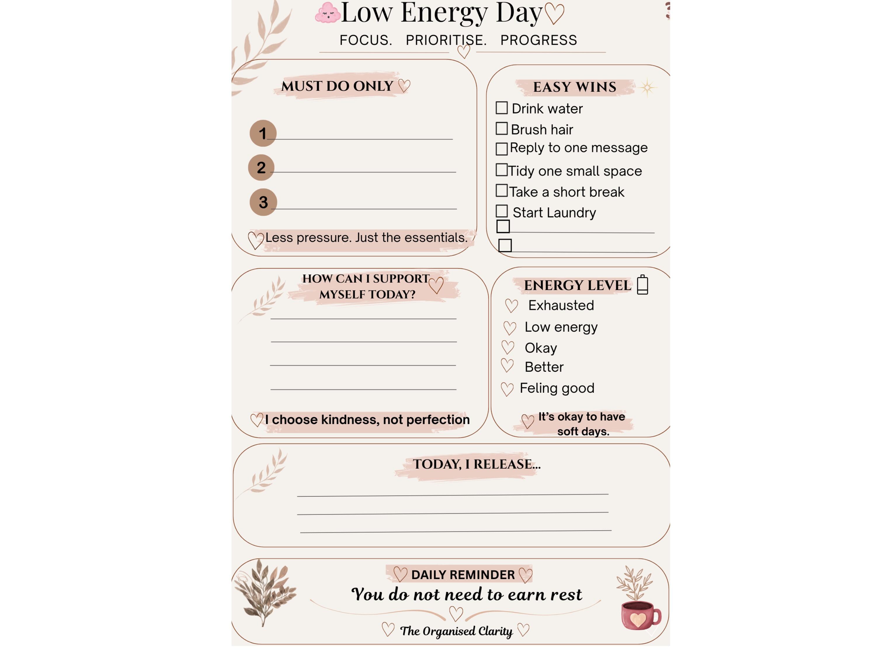 ADHD Reset Planner for Overwhelmed Mums, Daily Organiser, Low Energy ...