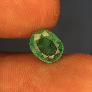 1.58 Ct Natural Chitral Emerald, Pakistan, Faceted Green Gemstone (8.5x7x4.5mm) image 11