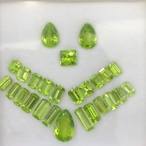26 carat peridot set | jewellery making stones | faceted loose stones | Pakistani peridots | wire rapping stone | necklace,ring and earrings