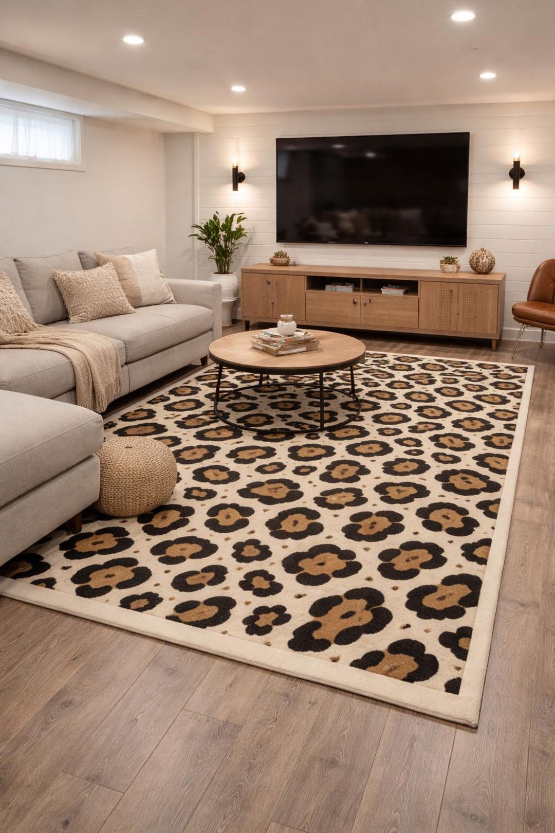 Hand Tufted Wool Area Rug Morden Design Leopard Print Rug for Living ...