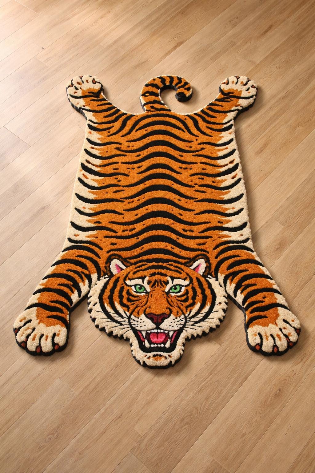 Hand Tufted Wool Area Rug Modern Animal Print Rug Tiger Disigner Rugs ...