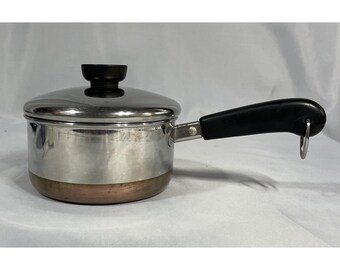 Vintage Revere Ware 1 Qt Saucepan with Lid 1946-1968 1801 USA Copper Clad