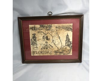 Mappa d'epoca di Ronald R. Toelke del 1970 del percorso di Hernando de Soto attraverso la Florida nel 1539.