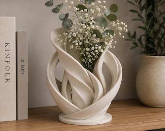 Vase spirale moderne, vase à fleurs torsadé, vase sculptural minimaliste, décoration d'intérieur d'inspiration japonaise, décoration d'étagère scandinave, vase floral à offrir