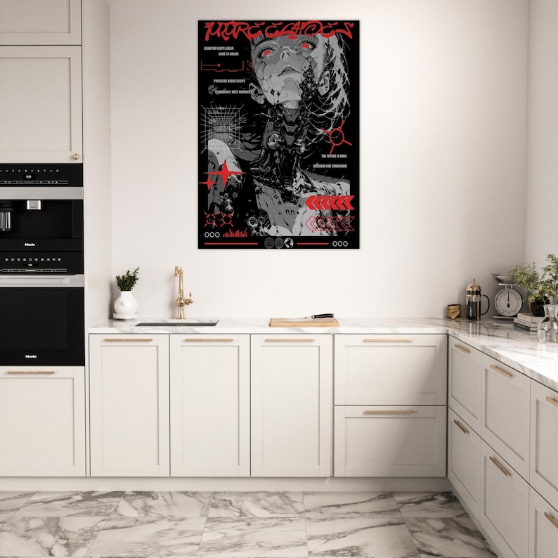 FUTURE ECHOES Dystopian Cyberpunk Poster | Sci-Fi Android Graphic Print | Neo-Tokyo Techwear Aesthetic | | Unframed image 17