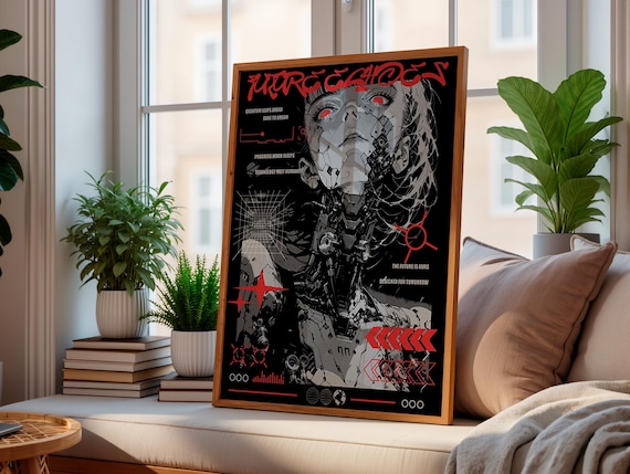 FUTURE ECHOES Dystopian Cyberpunk Poster | Sci-Fi Android Graphic Print | Neo-Tokyo Techwear Aesthetic | | Unframed
