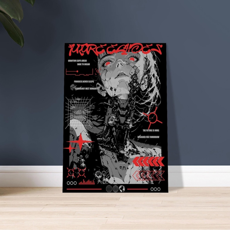 FUTURE ECHOES Dystopian Cyberpunk Poster | Sci-Fi Android Graphic Print | Neo-Tokyo Techwear Aesthetic | | Unframed image 2