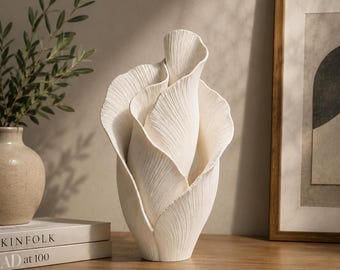 Abstract Flower Sculpture | Modern Floral Statue | Organic Petal Decor | Minimalist Home Decor | Japandi Shelf Art | Sculptural Decor