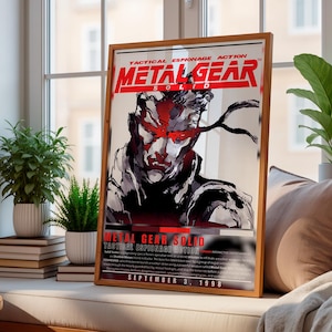 Metal Gear Solid Poster | Videospiel-Poster | 3-Farben-Design | Gaming-Zimmer-Deko | Videospiel-Wandbild | Geschenk für Gamer |