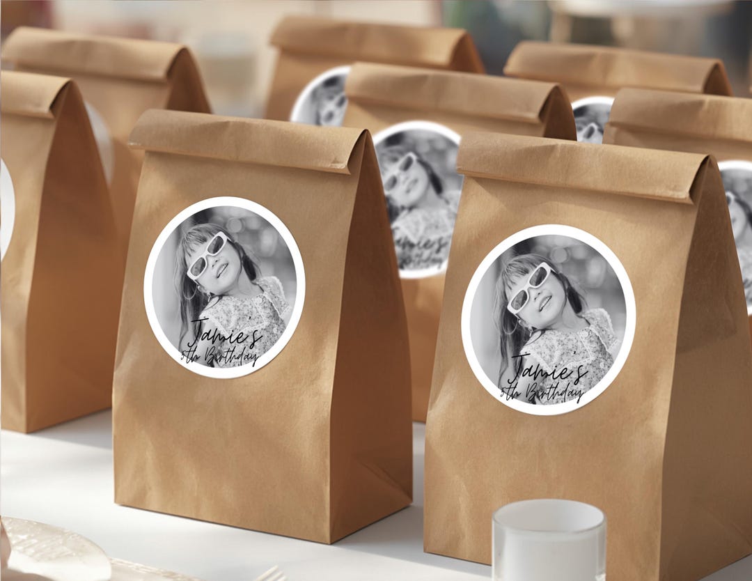 Loading Sticker Gift Personalized Photo Birthday Stickers | Custom Favor Labels, Party Bags ...