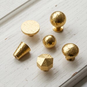 Hammered Gold Cabinet Knobs, Textured Drawer Pulls, Modern Kitchen Cupboard Hardware, Dresser Wardrobe Vanity Furniture Hardware Set