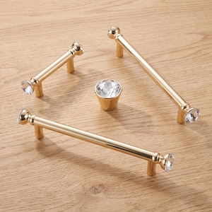 Tiradores de armario con incrustaciones de joyas, tiradores de cajón de cristal, pomo de cómoda moderno, herrajes para armarios de cocina, juego de tiradores para puertas de armario y tocador.