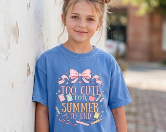 Too Cute For School Shirt, Cute Back To School Shirt Girls, Coquette Bow School Tee, First Day Of School Shirt, Pink Girly Tee